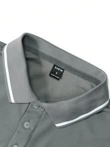 Manfinity Homme Men Contrast Trim Polo Shirt, Formal - Grey - View 6