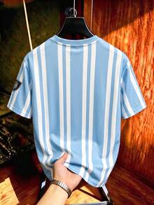 Gritte Field Street Fashion Round Neck Short Sleeve Digital Print Loose Fit Men's Knit T-Shirt, Summer, Street, Gym - Multicolor - View 2