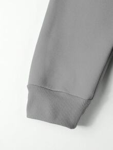 Manfinity Homme Áo nỉ trùm đầu tay dài có dây rút in chữ mùa thu dành cho nam có túi - Màu Xám nhạt - Xem 3