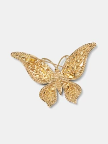 Aravennia 1pc Fashionable & Elegant Colorful Vivid Crystal Butterfly Brooch, Suitable For Party, Gathering, Casual - Gold - View 4
