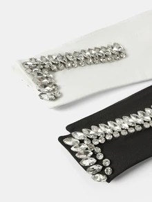 Aravennia 1pc Vintage Rhinestone Detachable Collar, Luxury Handmade Embellished Pearls Sparkling Collar For Seasonal Wear - Multicolor - View 6