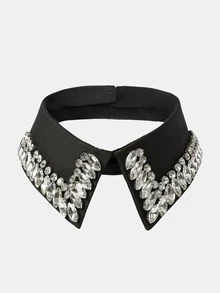 Aravennia 1pc Vintage Rhinestone Detachable Collar, Luxury Handmade Embellished Pearls Sparkling Collar For Seasonal Wear - Multicolor - View 5
