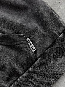 AXEPEAK Men's Hooded American Streetwear Vintage Distressed Washed Sweatshirt - Black - View 5
