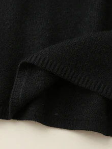 青少年女孩黑色特殊刺繡圓領針織套頭毛衣加百褶裙套裝，柔軟舒適，適合外出、旅行、度假與玩樂 - 黑色 - 查看 4
