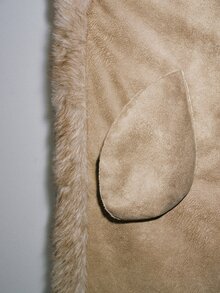 MOTF PREMIUM AUTUMN/WINTER URBAN CHIC MID-LENGTH FUR COAT WITH CUFF TIE STRAP DECOR - Apricot - View 7