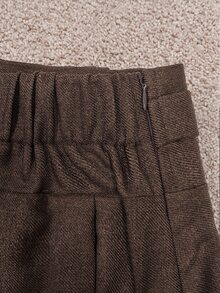 Grovea Women's Plus Size Diagonal Twill Brushed Pleated Skirt With Built-In Leggings Fall 90s Elegant Loose Daily Wear Graduation Vacation Brown - Brown - View 6