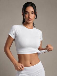 Costa Lumi Women's Fashionable Solid Color Sleeveless Sports T-Shirt Workout Tank Gym Topworkout Tank Top - White - View 3