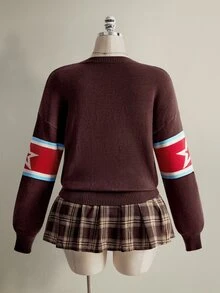 SHEIN ICON Plus Size Y2K Retro Jacquard Colorblock Long Sleeve Ski Sweater Winter - Multicolor - View 10