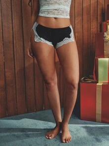 Esseday 3-Pack Women's Lace-Trimmed Comfortable Casual Panties - Black - View 2