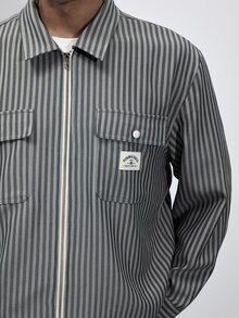 FORM&CHAOS Men's Autumn Striped Zip-Up Long Sleeve Shirt - Multicolor - View 6