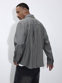 FORM&CHAOS Men's Autumn Striped Zip-Up Long Sleeve Shirt - Multicolor - View 2