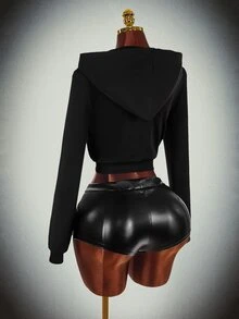 Amplova Women's Halloween Sweatshirt With Spider Graphic, Sexy Avant-Garde Sexy Style, Suitable For Autumn/Winter Outfits - Black - View 9