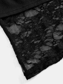 Firerie Kids Firerie Kids Tween Girl Fashion Autumn Summer Back To School Casual 2-In-1 Design Black Lace Patchwork 2 In 1 Short Sleeve T-Shirt Summer Y2k - Black - View 4