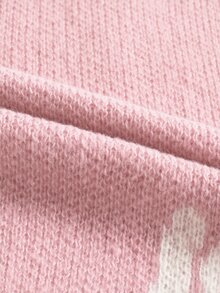 Claim Dot Men's Autumn/Winter Crew Neck Dropped Shoulder Long Sleeve Sweater English Letter Pattern Knitted Pullover Two-Tone Jacquard Loose Fit Grey Graphic - Pink - View 6