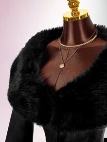 Amplova Women's Y2K PU & Faux Fur Patchwork Jacket With Large Lapel, Fitted Waist, Long Sleeves, Flared Hem And Diagonal Metal Zipper - Black - View 6