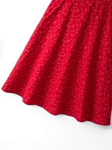GlowEve CURVE Plus Size Elegant Red New Year Bow Print Woven Jacquard Skirt Christmas - Red - View 7