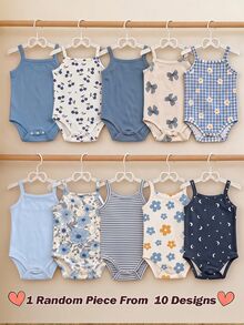 Baby Girl Casual Cute Spaghetti Strap Bodysuit - Multicolor - View 8