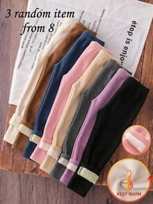 Young Girl Thick Fleece Lined Leggings Multi-Pack, Soft Warm Fall Winter Pants - Multicolor - View 2