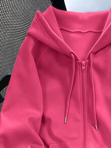 Resyla Áo nỉ hoodie nữ phong cách tối giản Mỹ vintage màu đỏ hồng, áo khoác nỉ hoodie thời trang độc đáo cho mùa thu/đông - Nhiều màu - Xem 3