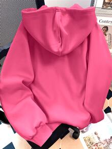 Resyla Áo nỉ hoodie nữ phong cách tối giản Mỹ vintage màu đỏ hồng, áo khoác nỉ hoodie thời trang độc đáo cho mùa thu/đông - Nhiều màu - Xem 2