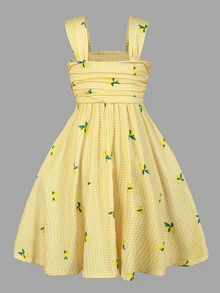 SHEIN Tween Girl Fall Style US Fall Style Fall Outfits Fall Dress - Yellow - View 2