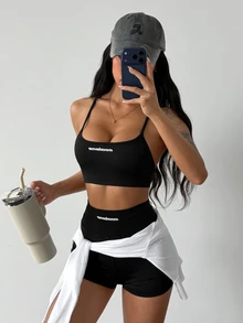 Coolane Women's Summer/Fall Sport Streetwear Going Out Solid Color Long Sleeve Casual Black And White 3pcs - Black and White - View 4