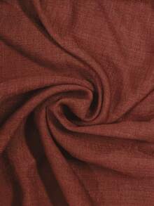 Linhara CURVE Women's Solid Color Tie-Front Frill Trim Casual Racing Long Sleeve Blouse, Spring/Autumn Vacation Formal Brown Fall - Rust Brown - View 5