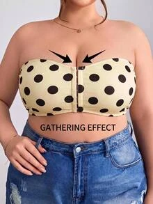 SHEIN CURVE+ 大尺碼女款波點休閒日常無肩帶內衣 - 彩色 - 查看 1
