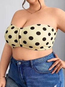 SHEIN CURVE+ 大尺碼女款波點休閒日常無肩帶內衣 - 彩色 - 查看 4