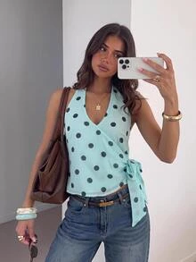 Siren Gaze Women's Mint Green Casual Elegant Daily Halter Neck Top Brunch Vacation - Mint Green - View 6