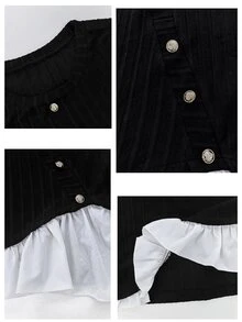 Elenzga Plus Size Minimalist Elegant Fashion Versatile Slim Fit Knit Women's Set Fall - Black and White - View 7