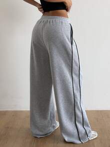 Coolane Women's Fall Streetwear Fashion Casual Vintage Corduroy Textured Long Pants - Grey - View 4