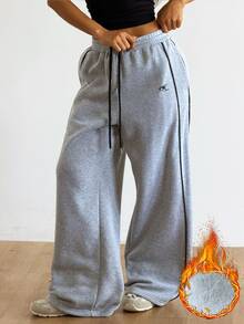 Coolane Women's Fall Streetwear Fashion Casual Vintage Corduroy Textured Long Pants - Grey - View 6
