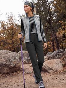 In My Nature Women's Outdoor Stand Collar Zipper Pocket Fleece Vest Jacket Hiking Camping Sportswear Fall Winter - Grey - View 5