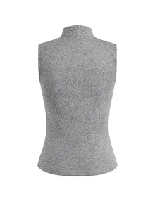 In My Nature Women's Outdoor Stand Collar Zipper Pocket Fleece Vest Jacket Hiking Camping Sportswear Fall Winter - Grey - View 14
