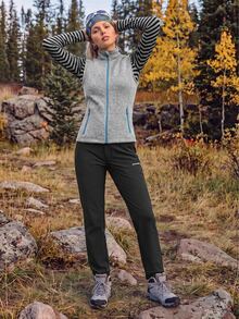 In My Nature Women's Outdoor Stand Collar Zipper Pocket Fleece Vest Jacket Hiking Camping Sportswear Fall Winter - Grey - View 6