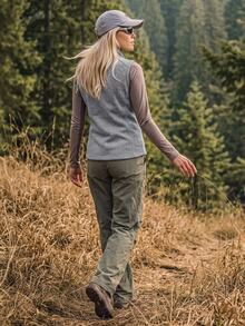 In My Nature Women's Outdoor Stand Collar Zipper Pocket Fleece Vest Jacket Hiking Camping Sportswear Fall Winter - Grey - View 8