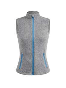 In My Nature Women's Outdoor Stand Collar Zipper Pocket Fleece Vest Jacket Hiking Camping Sportswear Fall Winter - Grey - View 13