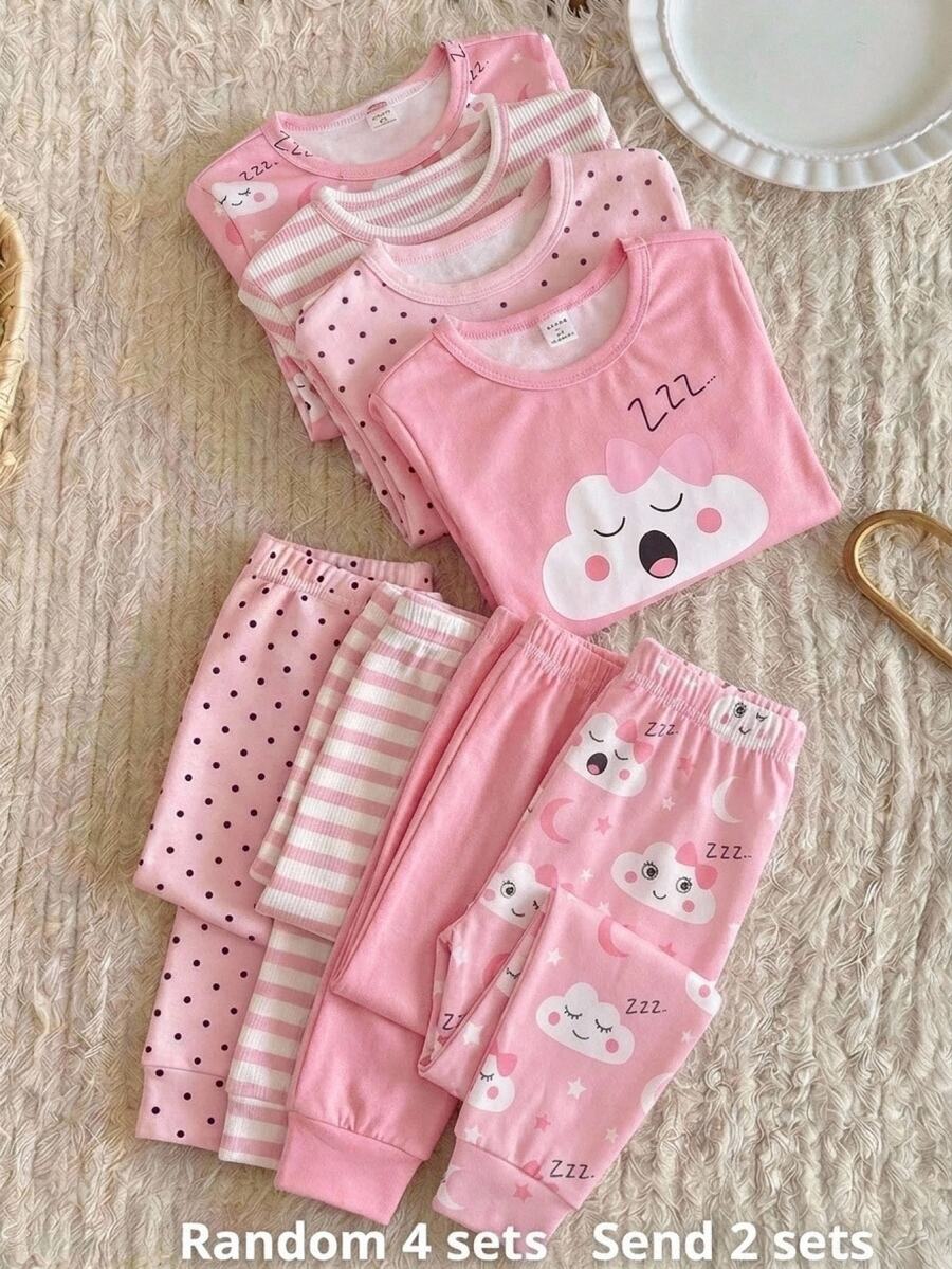 4PCS Young Girls Pajamas - Multicolor - View 1