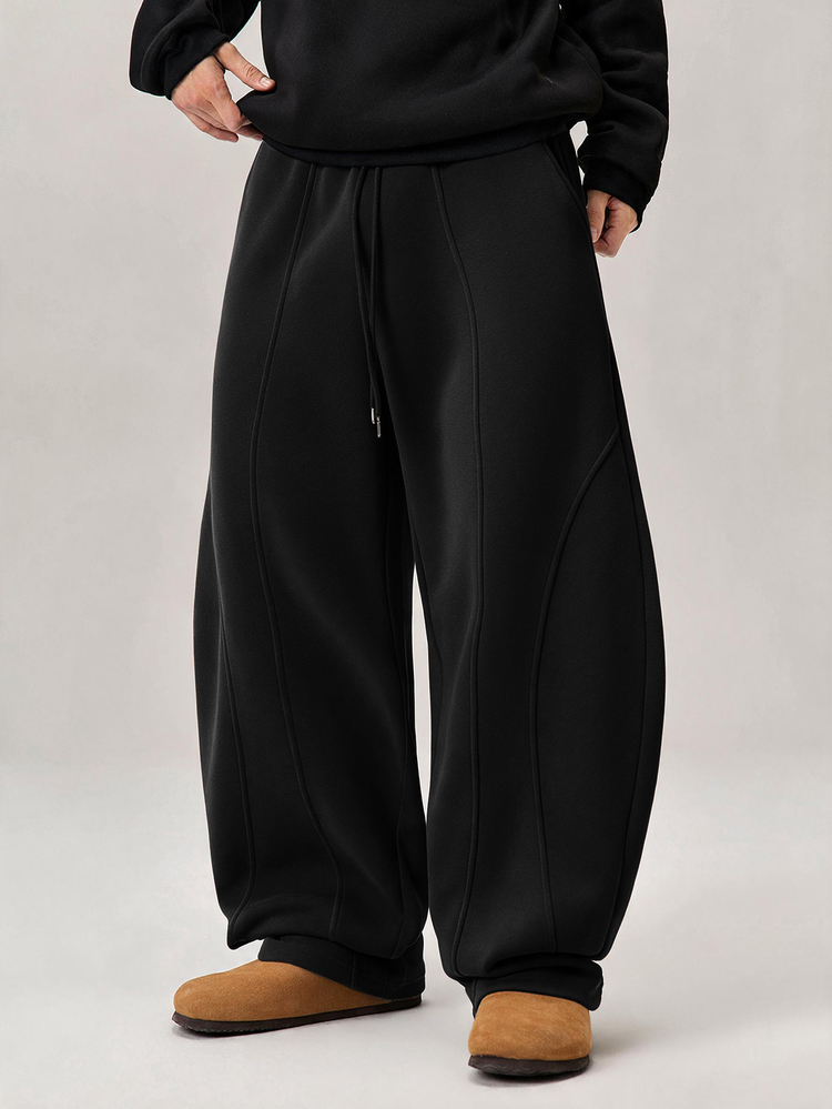Vaulklash Men's Oversized Sweatpants Black Streetwear Autumn Graduation,Solid Color Drawstring Waist Banana Baggy Sweat Pants,Goth Casual Sweatpants - Deep Black - View 4
