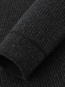 Manfinity Homme Men's Autumn/Winter Button Design Long Sleeve Casual Loose Fit Sweater - Black - View 4