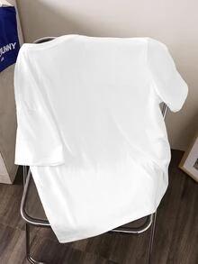 TOM & JERRY X SHEIN Women's Letter Print Round Neck Short Sleeve Casual T-Shirt - White - View 3