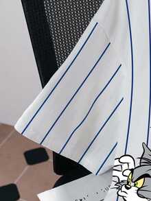 TOM & JERRY X SHEIN Men's Cartoon Print Loose Casual Short Sleeve T-Shirt - White - View 6