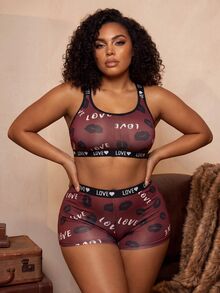 Bare Chapter Printed Plus Size Lingerie (Wire-Free, Boxer Briefs) 2-Piece Set - Multicolor - View 5