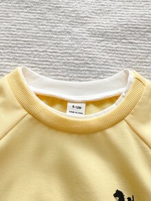 PrepCrw 男女嬰兒/幼兒 2件組 秋冬休閒可愛 2合1 奶油色運動衫套裝，嬰兒運動服，嬰兒冬季衣物 - 黃色 - 查看 5