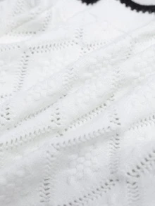 Firerie Kids Firerie Kids Tween Girls' Contrast Color Knit Cardigan Jacket, Comfortable Casual Daily Fashion Versatile Outerwear,In Fall/Winter - White - View 7