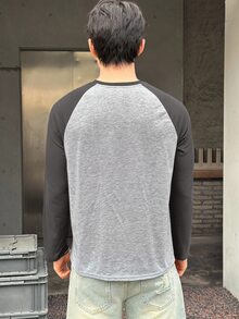 SHEIN Teen Boy Casual Long Sleeve T-Shirt, Sports Streetwear Punk Rock Music Festival , Suitable For Spring And Summer Fall Winter - Dark Grey - View 2