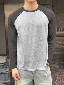 SHEIN Teen Boy Casual Long Sleeve T-Shirt, Sports Streetwear Punk Rock Music Festival , Suitable For Spring And Summer Fall Winter - Dark Grey - View 1