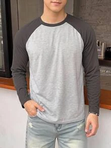 SHEIN Teen Boy Casual Long Sleeve T-Shirt, Sports Streetwear Punk Rock Music Festival , Suitable For Spring And Summer Fall Winter - Dark Grey - View 4
