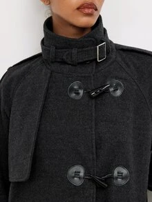 Maija Dark Gray Autumn/Winter Women's Jacket With Horn Button Decor For Holiday City Party - Dark Grey - View 6